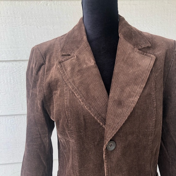 Zara Basic Chocolate Brown Corduroy Classic Blazer - Picture 5 of 16
